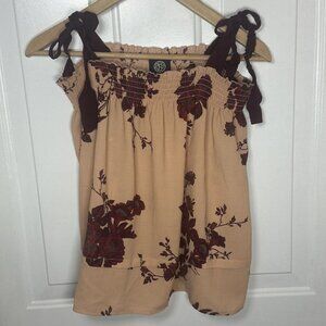 Bobeau Flowy Boho Style Floral Top With Ribbon Tie Straps in Size Medium‎